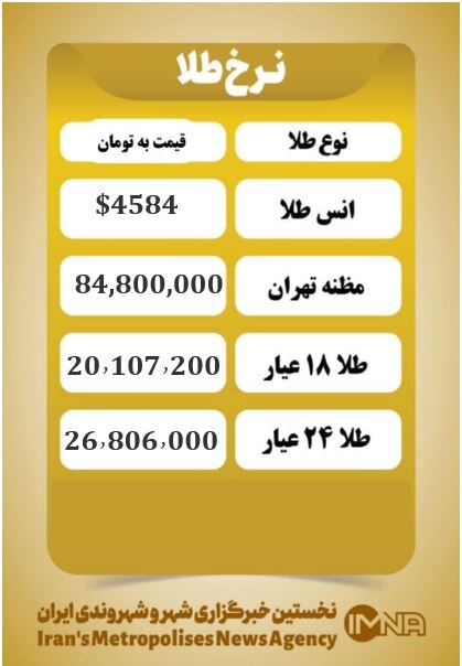قیمت طلا امروز چهارشنبه ۹ اردیبهشت ۱۴۰۵