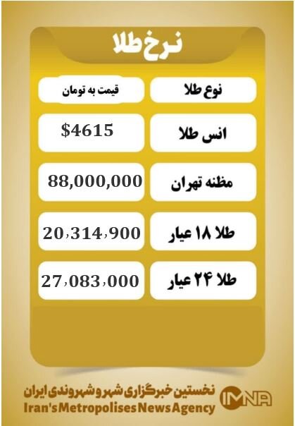 قیمت طلا امروز پنجشنبه ۱۳ اردیبهشت ۱۴۰۵