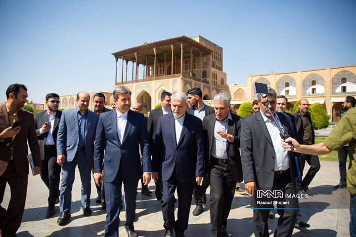 نماد بازی چوگان در میدان نقش جهان با حضور وزیر میراث فرهنگی رونمایی شد + فیلم