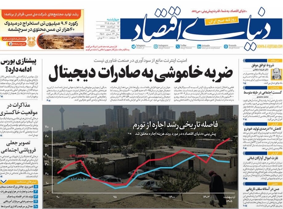 روزنامه‌های امروز در یک نگاه | ضربه خاموشی به صادرات دیجیتال
