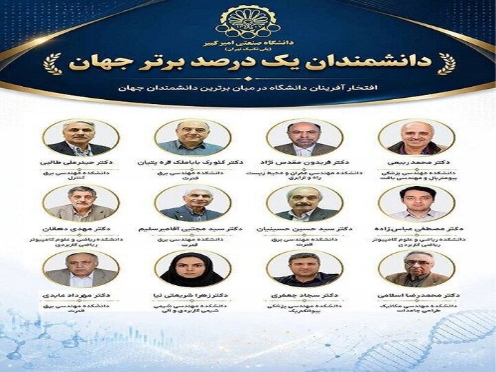 حضور ۱۲ استاد دانشگاه صنعتی امیرکبیر در جمع نخبگان پراستناد علمی جهان
