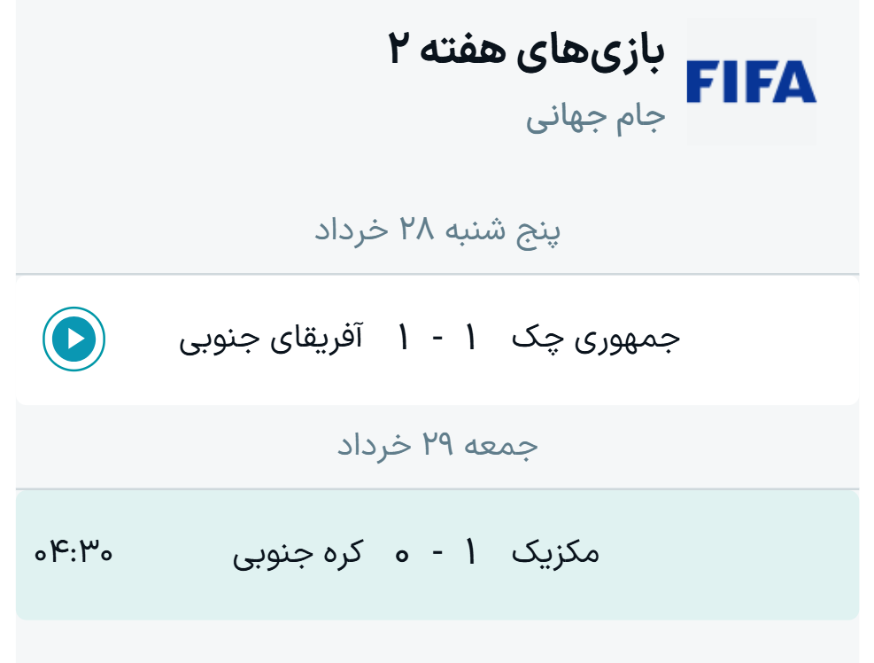 جدول نتایج بازیهای گروه A جام جهانی ۲۰۲۶