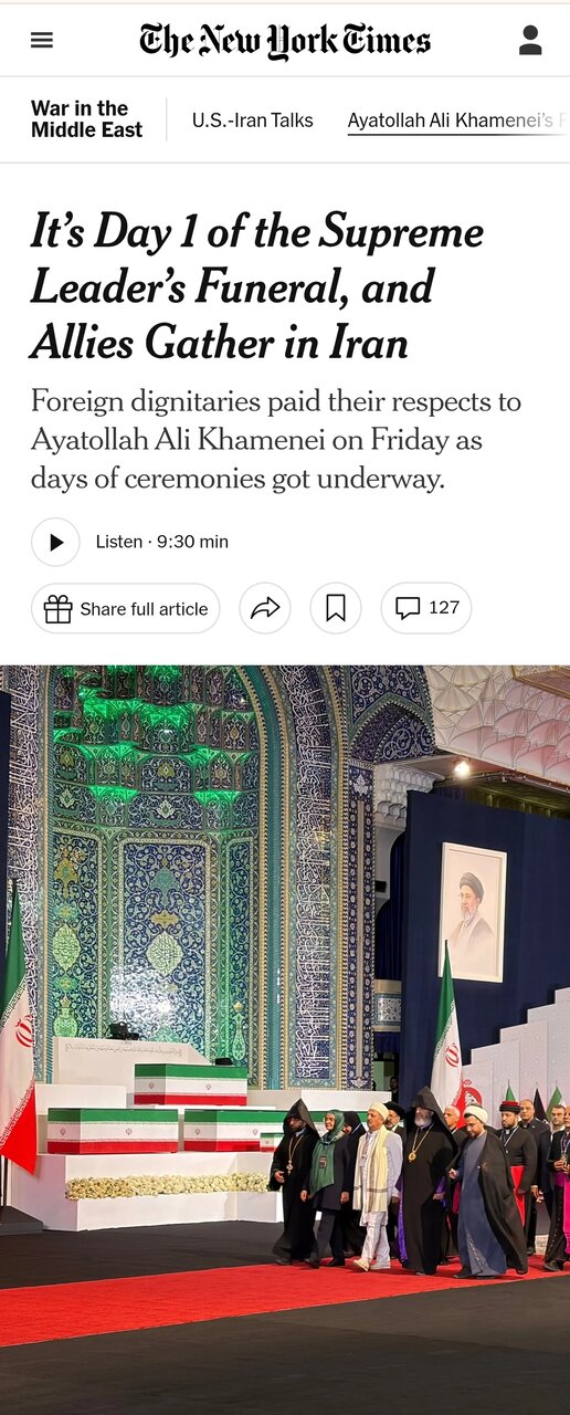 سوگواری و تدفین آیت‌الله علی خامنه‌ای ارسال پیامی از ثبات و وحدت به جهان و دشمنان است