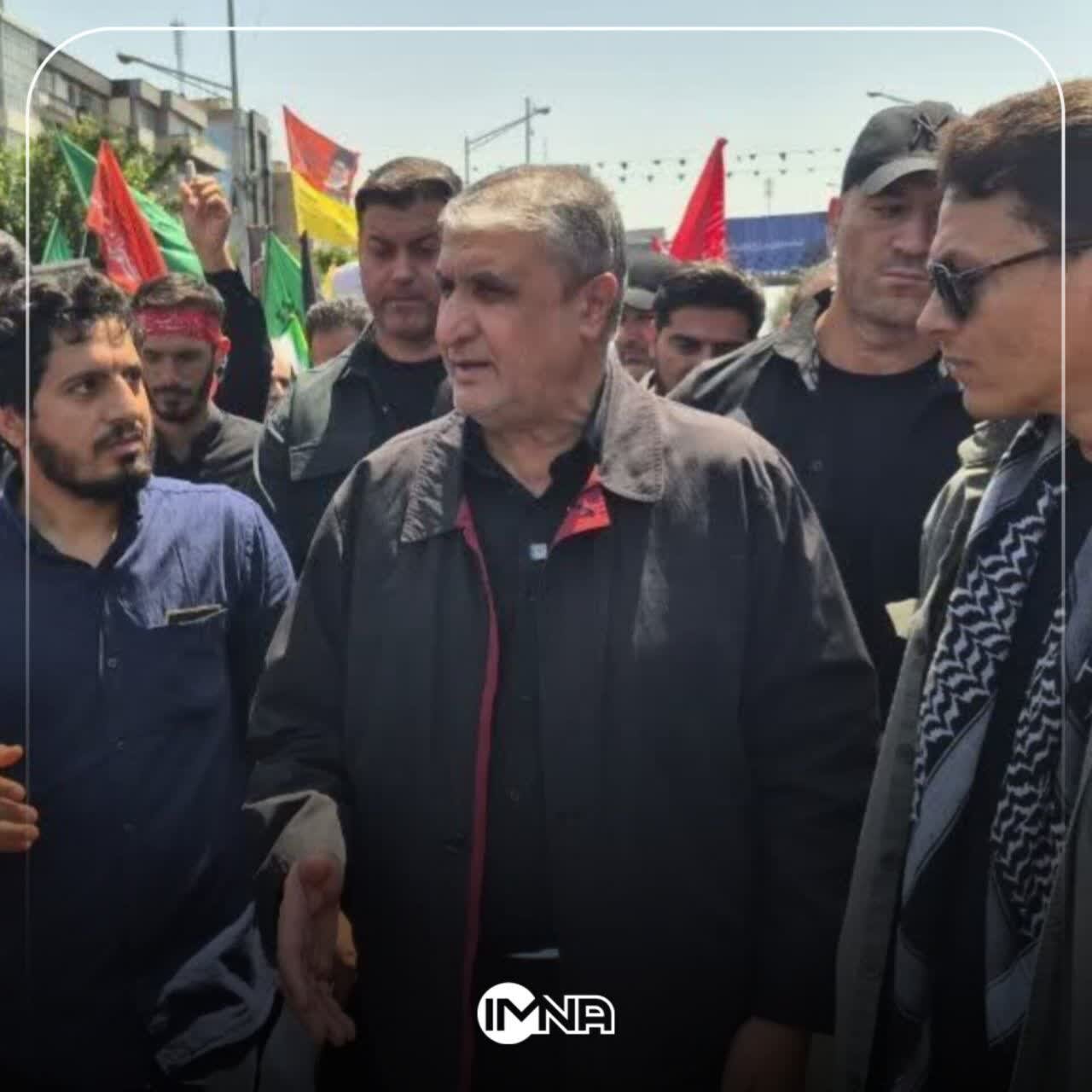 حضور رئیس سازمان انرژی اتمی ایران در مراسم تشییع رهبر شهید انقلاب اسلامی