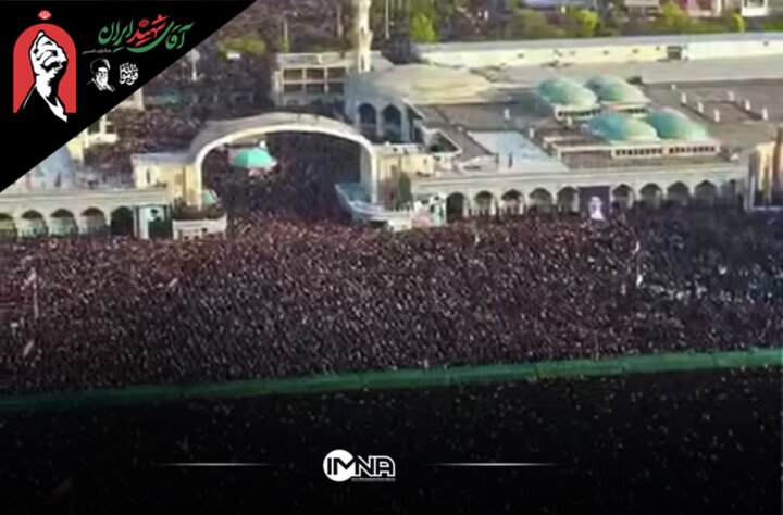 سیل خروشان جمعیت نمازگزاران بر پیکر رهبر شهید انقلاب اسلامی