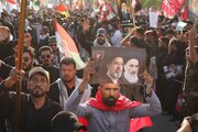 شعار «لبیک سید مجتبی» در مراسم تشییع رهبر شهید انقلاب در نجف + فیلم