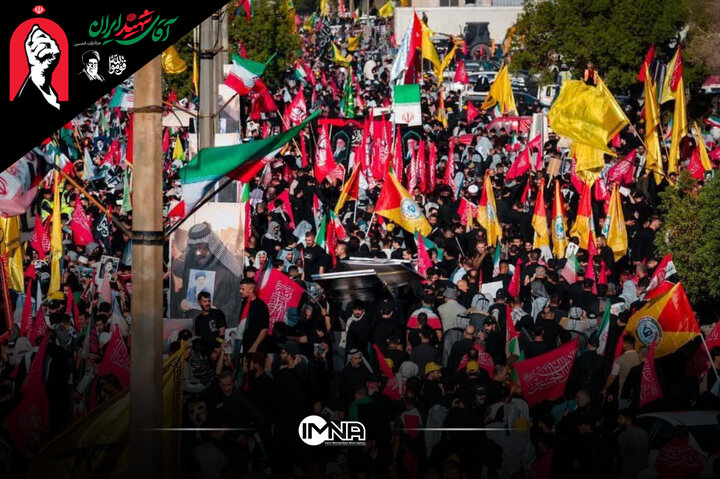 «لبیک یاحسین علیه‌السلام» عراقی‌های در مسیر تشییع پیکر مطهر رهبر شهید انقلاب