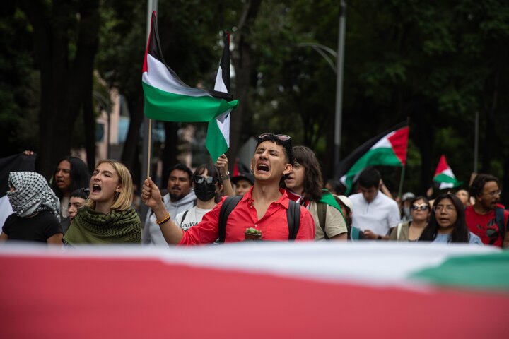 هم‌بستگی با فلسطین خیابان‌های مکزیک را فرا گرفت + فیلم