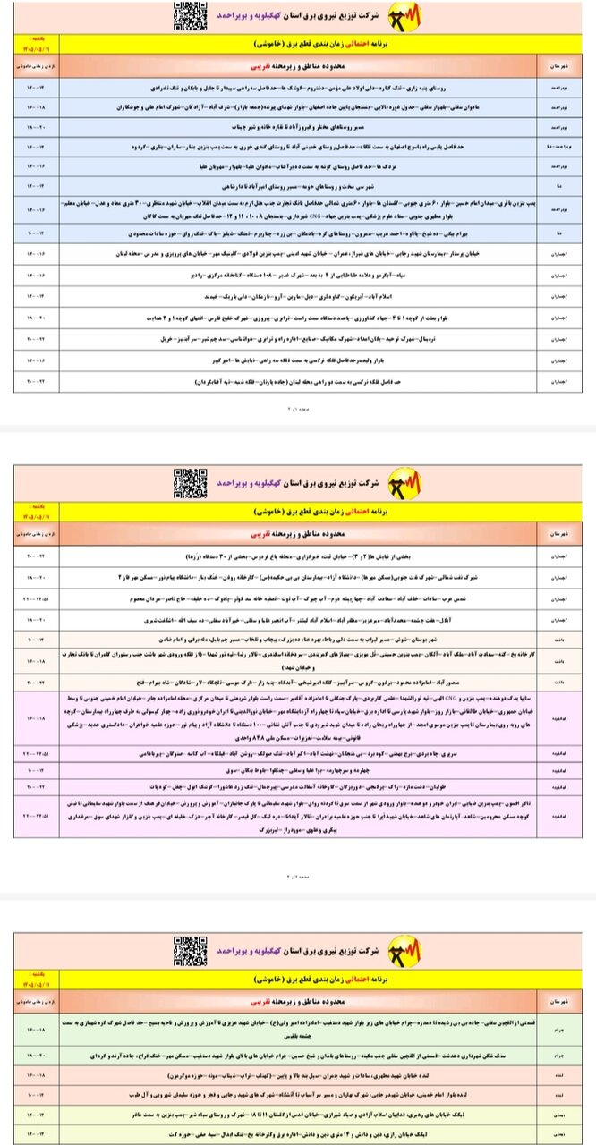 قطعی برق کهگیلویه و بویراحمد امروز یکشنبه، یازدهم مرداد ۱۴۰۵ + لیست مناطق