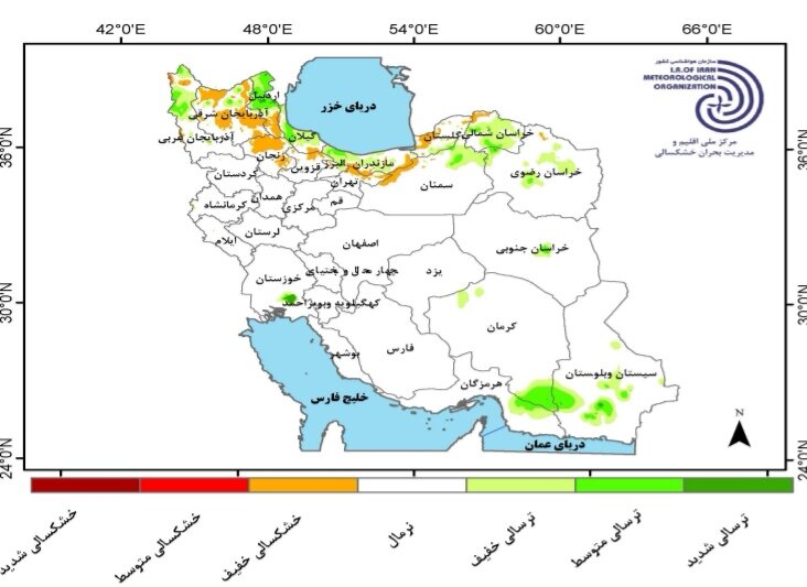 وضعیت بارش، خشکسالی و دمای ایران؛ خراسان جنوبی گرمتر و اردبیل سردتر از نرمال بود