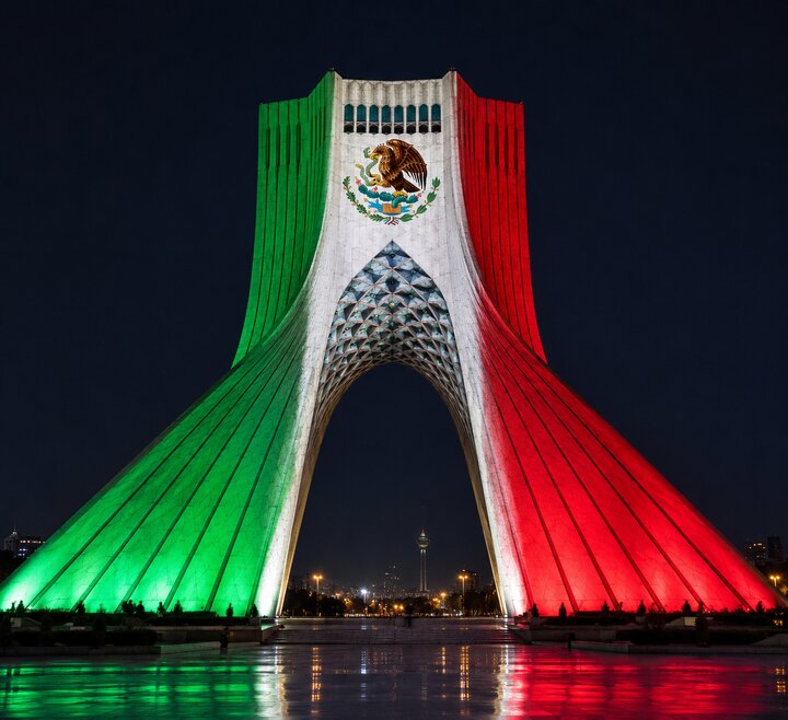 برج آزادی تهران امشب رنگ پرچم مکزیک می‌شود