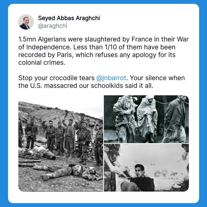 Araghchi Rejects French FM’s Human Rights Claims, Citing Silence Over Minab School Strike