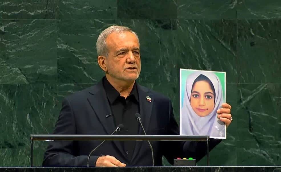 عکس‌هایی که پزشکیان در سازمان ملل به جهان نشان داد